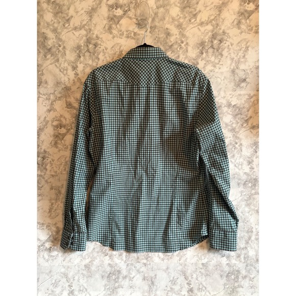 Banana Republic Slim Fit Mens Medium Button Down Shirt Gingham Snap Button - Picture 2 of 7